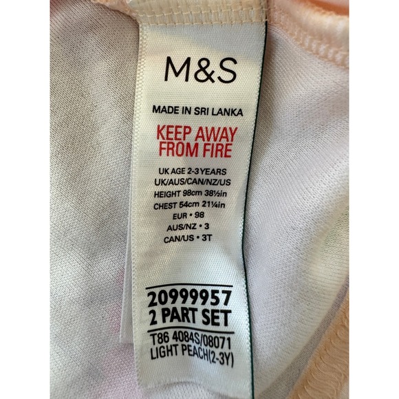 Marks and Spencer M&S Girls Peach Cherry Print Nightdress Sleepwear 3T T86 4084S - Picture 5 of 7